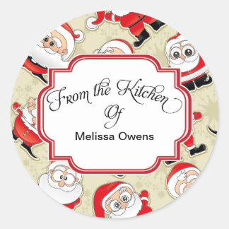 Pegatina Redonda Santa Claus de la cocina de los Pegatinas de horne