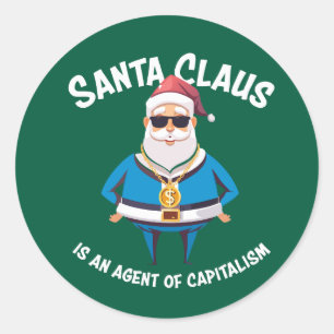 Pegatina Redonda 🎅 Santa Claus es un agente del capitalismo