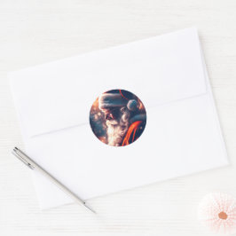 Pegatina Redonda Santa Claus Feliz Navidad