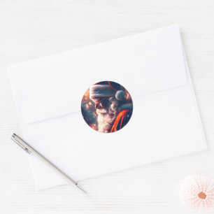 Pegatina Redonda Santa Claus Feliz Navidad