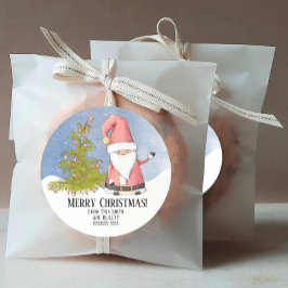 Pegatina Redonda Santa Claus Feliz Navidad personalizado