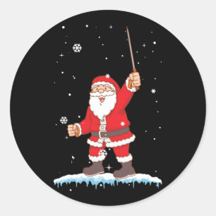 Pegatina Redonda Santa Claus Fencing Christmas Xmas Sports