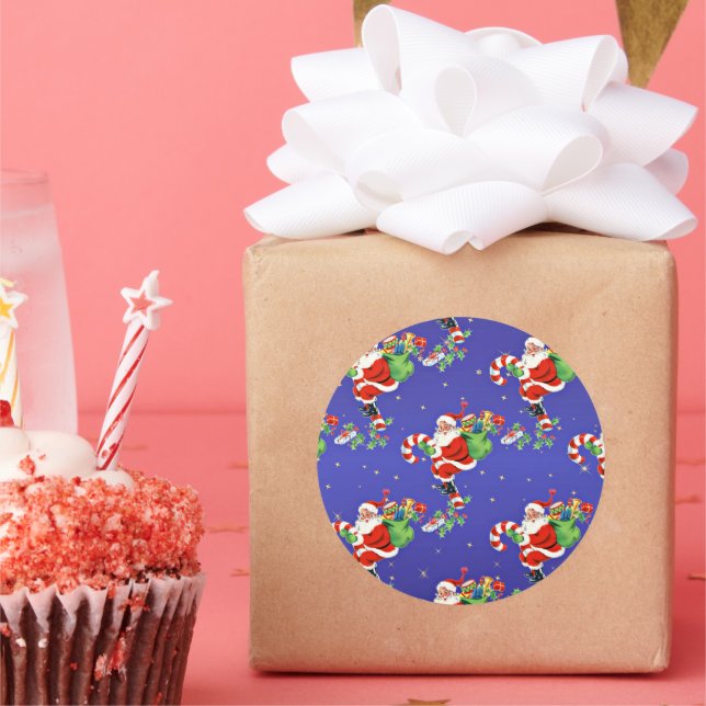 Pegatina Redonda Santa Claus festivo (Fiesta)