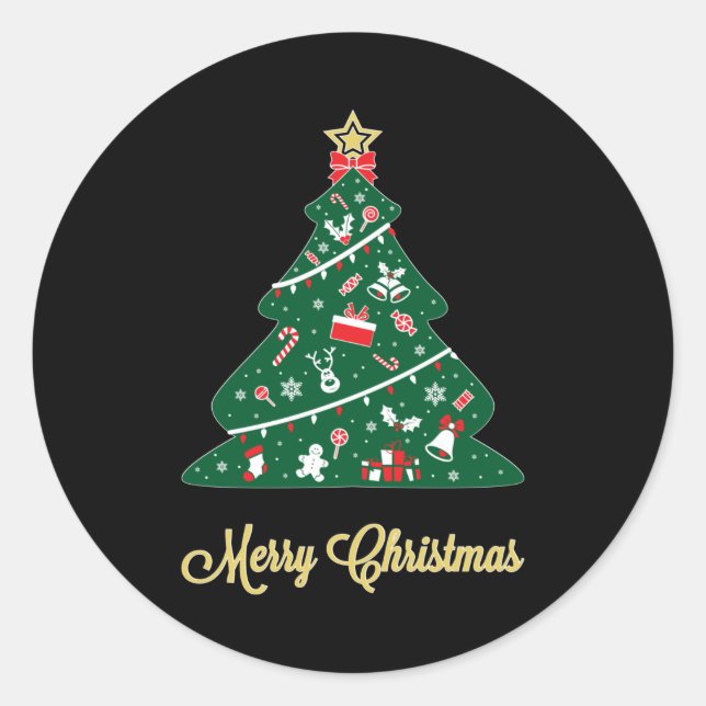 Pegatina Redonda Santa Claus Geek Christmas Funny Love Gift Idea (Anverso)