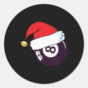 Pegatina Redonda Santa Claus Gorra Billiards 8 Navidades Ll