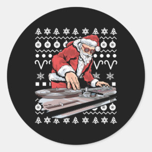Pegatina Redonda Santa Claus Music Dj Tacky Ugly