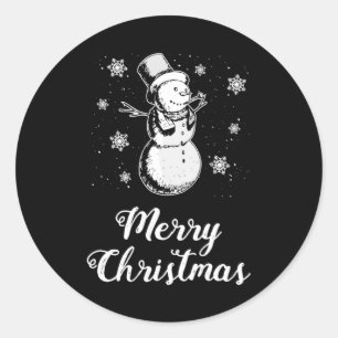 Pegatina Redonda Santa Claus Navidades de Snowman divertida idea de