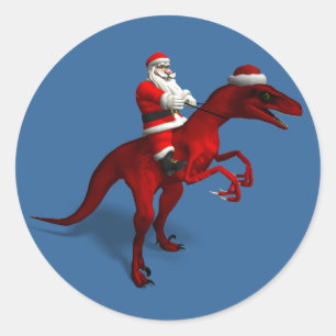 Pegatina Redonda Santa Claus On Dino