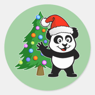 Pegatina Redonda Santa Claus Panda