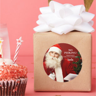 Pegatina Redonda Santa Claus Pegatinas de regalos sin Peeking Round