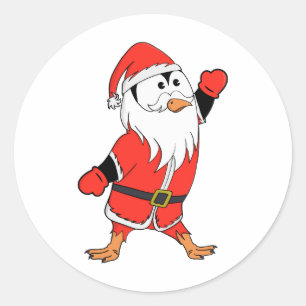 Pegatina Redonda Santa Claus Penguin lista para Navidades