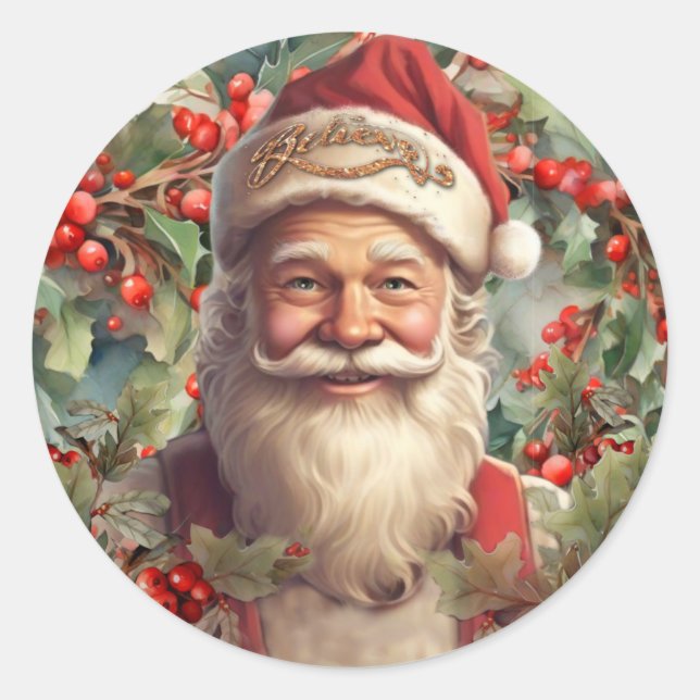 Pegatina Redonda Santa Claus San Nicolás (Anverso)
