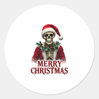 Pegatina Redonda Santa Claus Skeleton Outfit Skull Funny Christmas