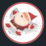 Pegatina Redonda Santa Claus Snow Angel Christmas Sticker<br><div class="desc">Un alegre Papá Noel haciendo ángeles de nieve.</div>