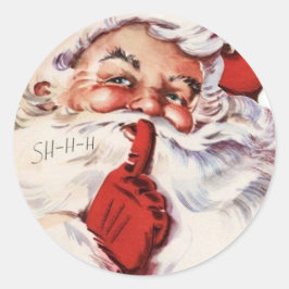 Pegatina Redonda Santa Claus sobre los Navidades Eve Shhh Vintage