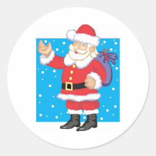 Pegatina Redonda Santa Claus sonriente