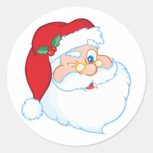 Pegatina Redonda Santa Claus Winking
