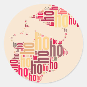 Pegatina Redonda Santa Claus wordcloud Ho Ho Ho