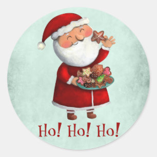 Pegatina Redonda Santa Claus y las cookies
