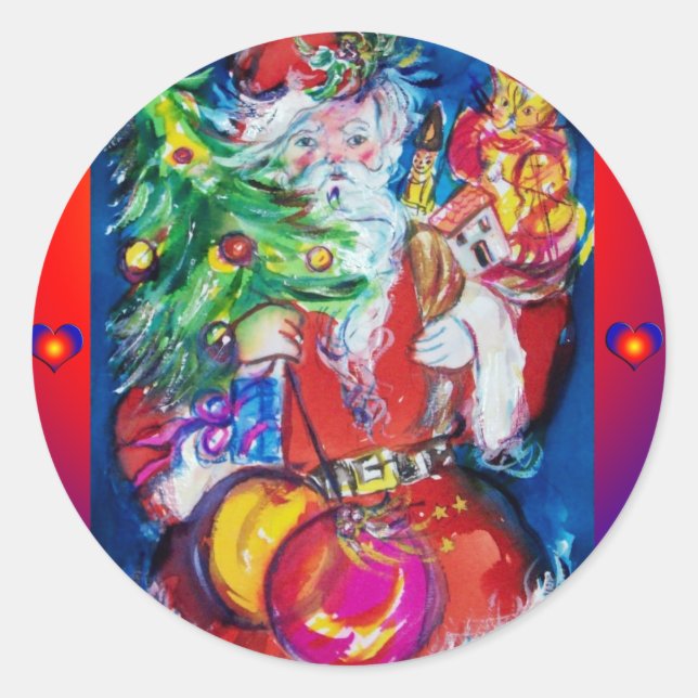 PEGATINA REDONDA SANTA CON NAVIDAD Y REGALOS (Anverso)