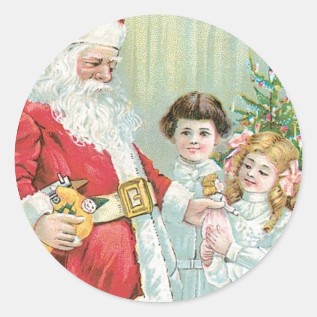 Pegatina Redonda Santa con niños (Anverso)