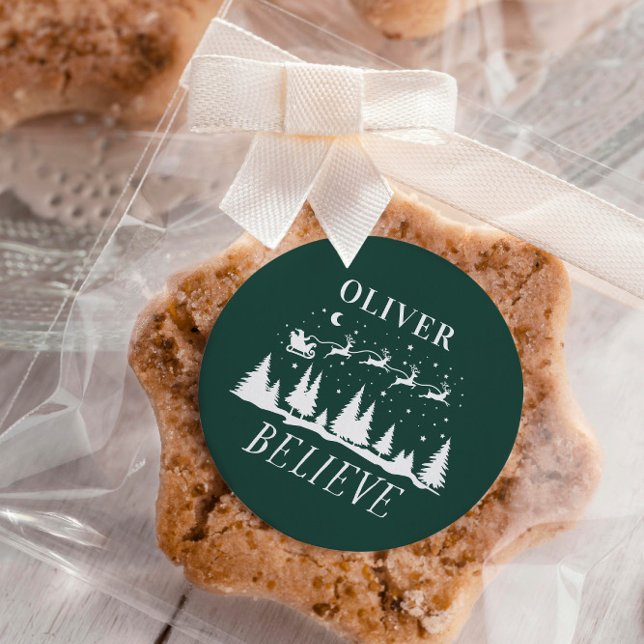 Pegatina Redonda Santa cree que la foto verde tradicional de los Na (Subido por el creador)