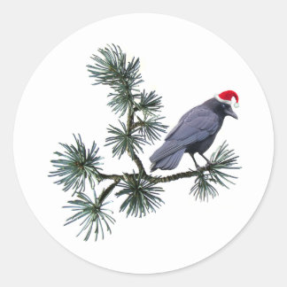 Pegatina Redonda Santa Crow Pine Stickers