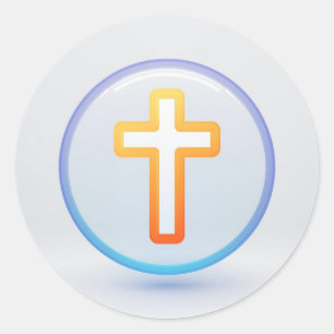 Pegatina Redonda Santa Cruz y Oración