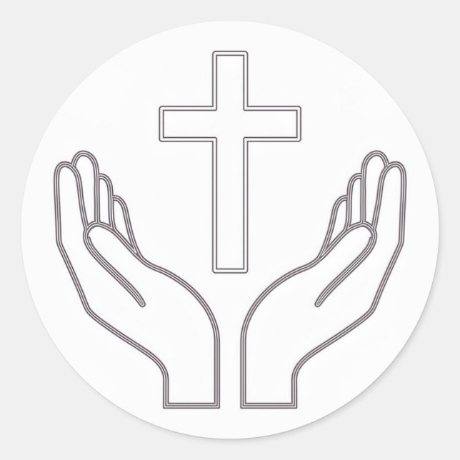 Pegatina Redonda Santa Cruz y Oración (Anverso)