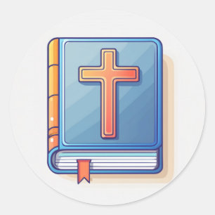 Pegatina Redonda Santa Cruz y Oración