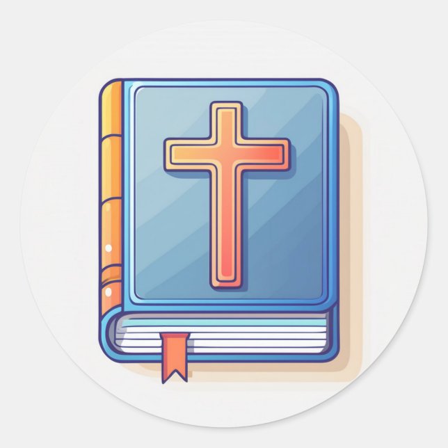 Pegatina Redonda Santa Cruz y Oración (Anverso)