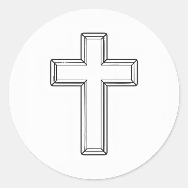 Pegatina Redonda Santa Cruz y Oración (Anverso)