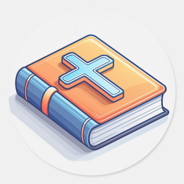 Pegatina Redonda Santa Cruz y Oración (Anverso)