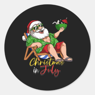 Pegatina Redonda Santa de Navidad en Julio 3