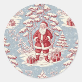 Pegatina Redonda Santa de toile de Navidad