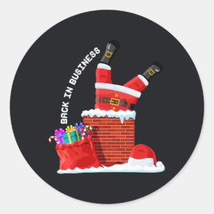 Pegatina Redonda Santa de vuelta al negocio — Chimenea divertida de