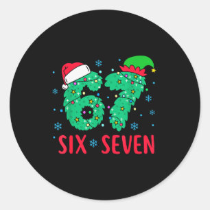 Pegatina Redonda Santa Dice Seis Siete 67 Meme Navidad Vacaciones 6