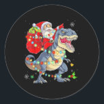Pegatina Redonda Santa Dinosaur Light Merry Christmas Cufts Ki<br><div class="desc">Santa,  Dinosaurio,  Luz,  Cereza,  Navidades,  Cute,  Regalos,  Niños,  Niños</div>
