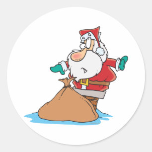 Pegatina Redonda santa divertida atascada en el personalizado de ch