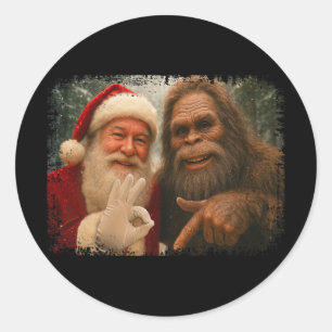 Pegatina Redonda Santa divertido 67 con Bigfoot seis siete 6 7 meme