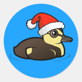 Pegatina Redonda Santa Duckling
