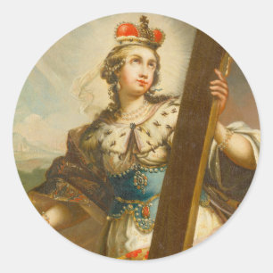 Pegatina Redonda Santa Elena con la Vera Cruz Arte Sagrado