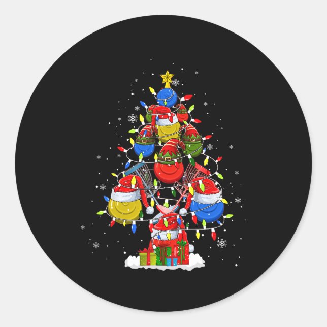 Pegatina Redonda Santa Elf Disc Golf Byll Tools Xmas Tree Men Playe (Anverso)