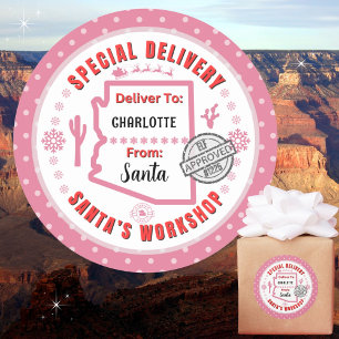 Pegatina Redonda Santa especial de parto a niño rosado en Arizona