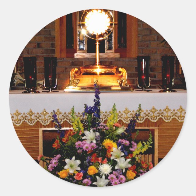 Pegatina Redonda Santa Eucaristía Santa Comunión (Anverso)