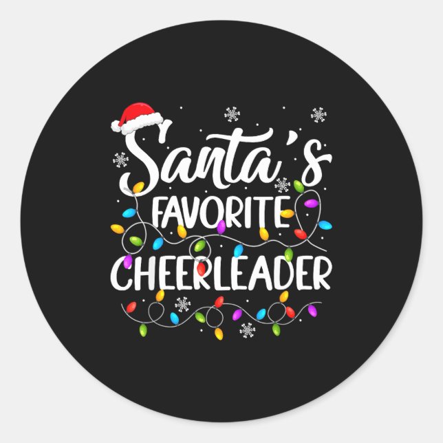 Pegatina Redonda Santa Favorite Cheerleader Christmas Funny Cheerle (Anverso)