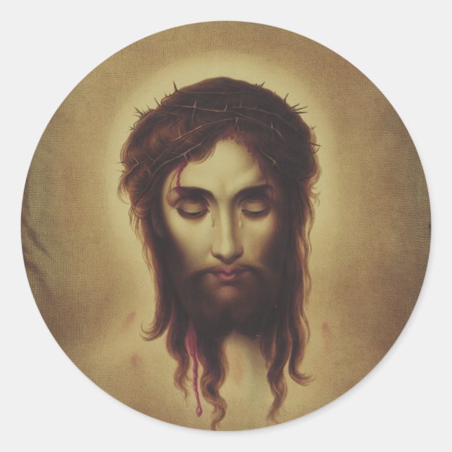Pegatina Redonda Santa Faz de Jesucristo (Anverso)