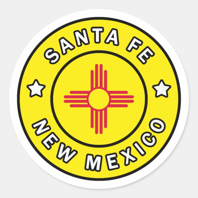 Pegatina Redonda Santa Fe Nuevo México (Anverso)