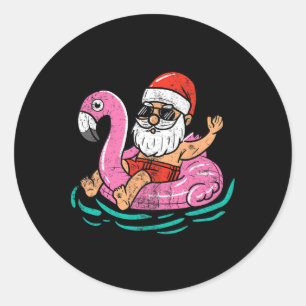 Pegatina Redonda Santa Flamingo Flamatie Divertidas Noches En Julio