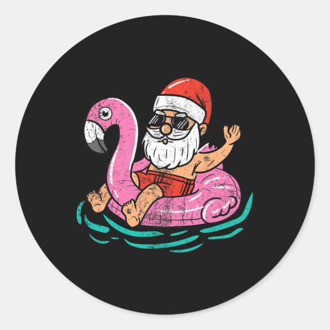 Pegatina Redonda Santa Flamingo Flamatie Divertidas Noches En Julio (Anverso)